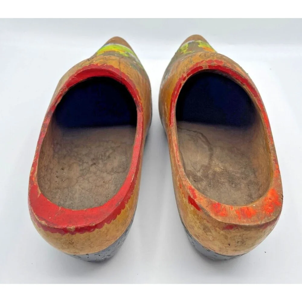 Vintage Dutch Wooden Clogs Hand Painted Windmills Amsterdam Holland